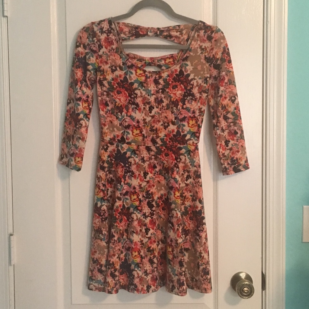 Quarter Sleeve Floral Dress